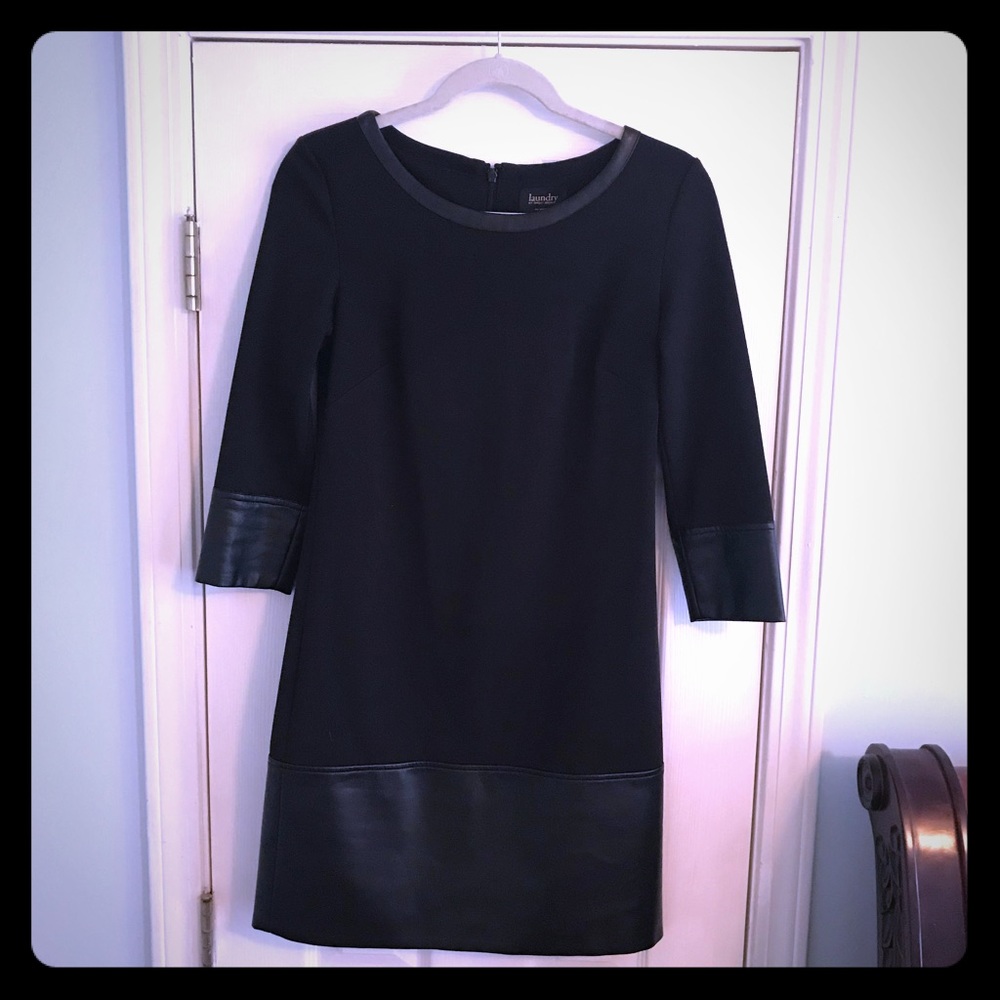 Laundry black leather trim dress size 0